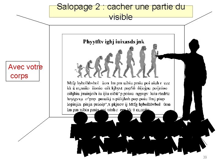 Salopage 2 : cacher une partie du visible Avec votre corps 39 