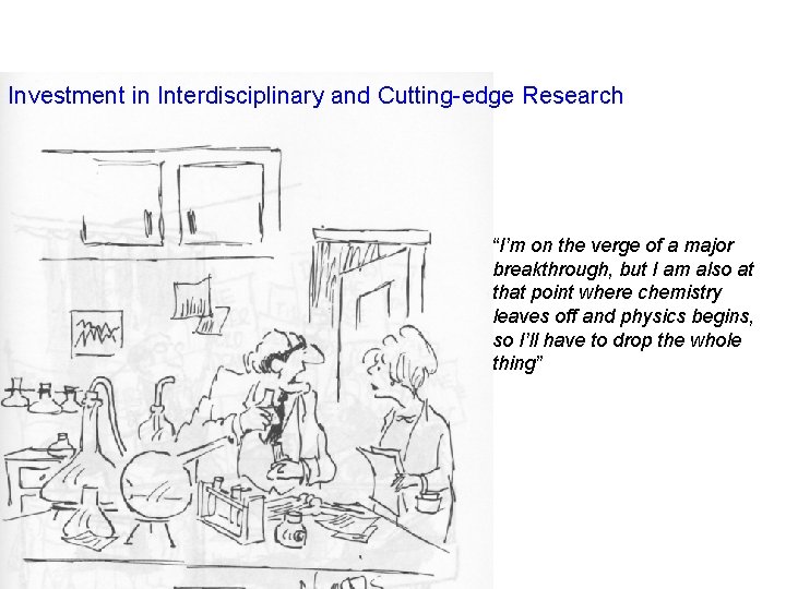 Investment in Interdisciplinary and Cutting-edge Research “I’m on the verge of a major breakthrough,