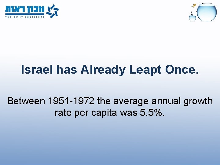 Israel has Already Leapt Once. Between 1951 -1972 the average annual growth rate per
