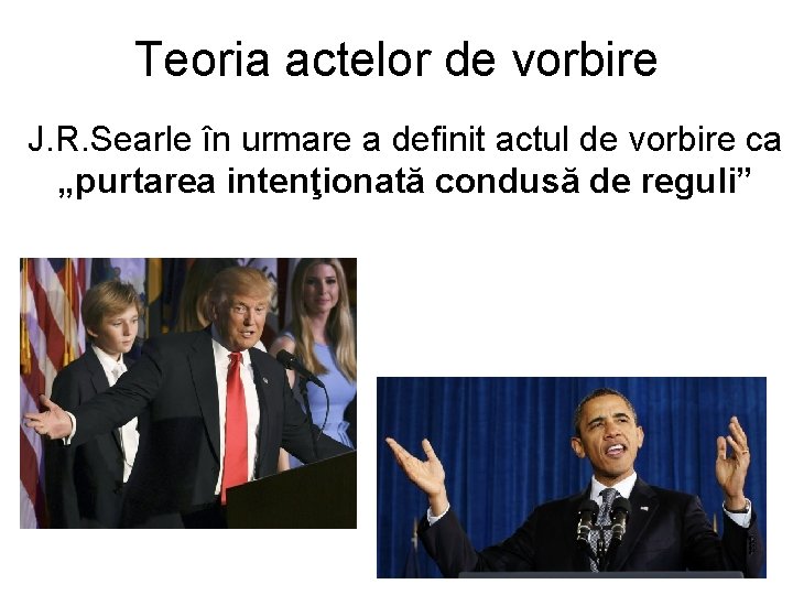 Teoria actelor de vorbire J. R. Searle în urmare a definit actul de vorbire Teoria actelor de vorbire J. R. Searle în urmare a definit actul de vorbire