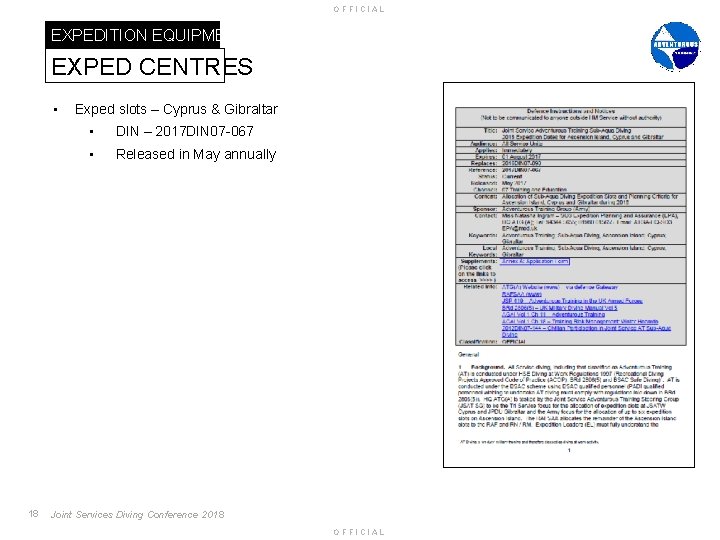 OFFICIAL EXPEDITION EQUIPMENT EXPED CENTRES • 18 Exped slots – Cyprus & Gibraltar •