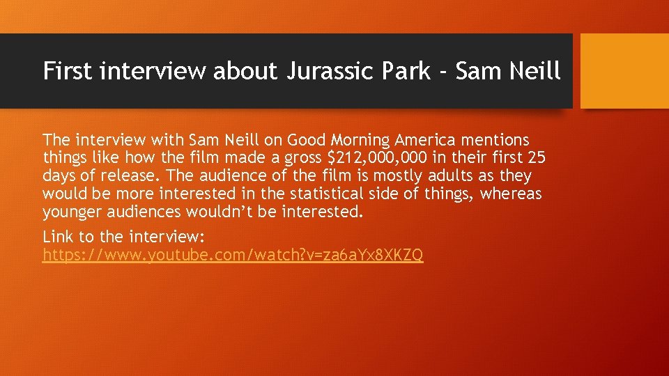 First interview about Jurassic Park - Sam Neill The interview with Sam Neill on