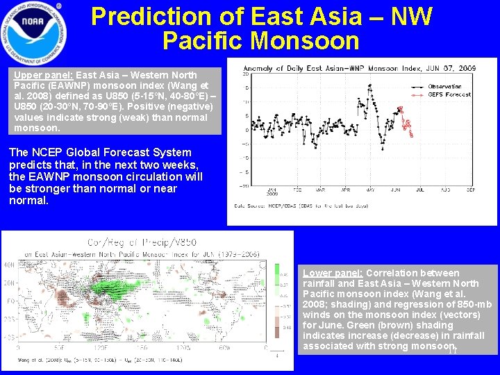 Prediction of East Asia – NW Pacific Monsoon Upper panel: East Asia – Western