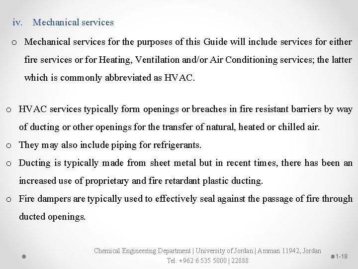 iv. Mechanical services o Mechanical services for the purposes of this Guide will include