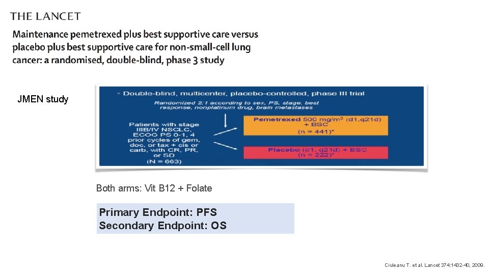 JMEN study Both arms: Vit B 12 + Folate Primary Endpoint: PFS Secondary Endpoint: