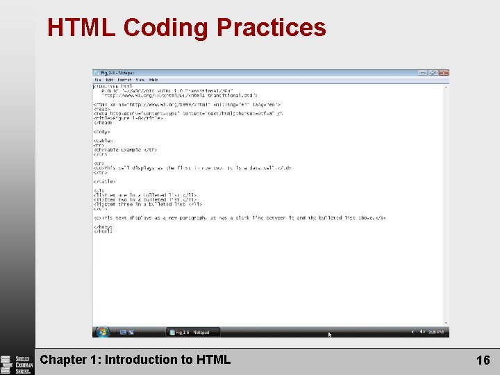 HTML Coding Practices Chapter 1: Introduction to HTML 16 