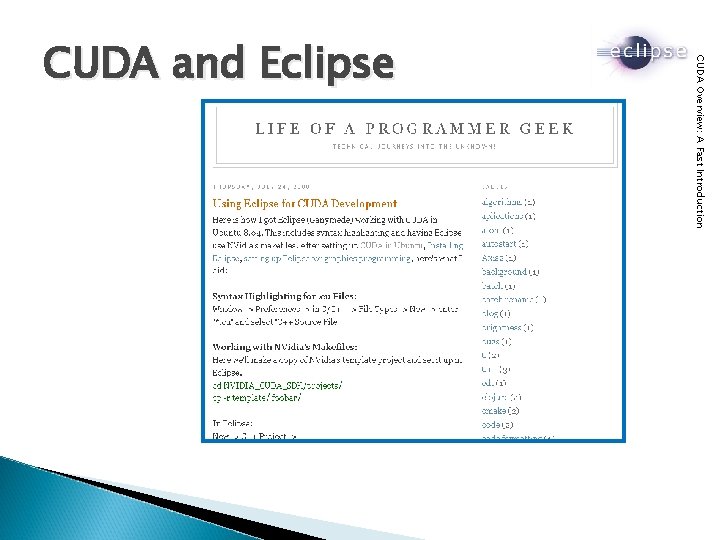 CUDA Overview: A Fast Introduction CUDA and Eclipse 