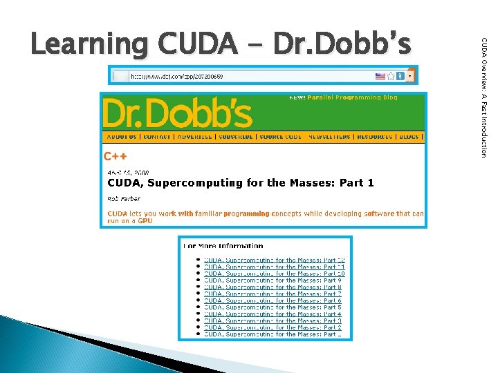 CUDA Overview: A Fast Introduction Learning CUDA - Dr. Dobb’s 