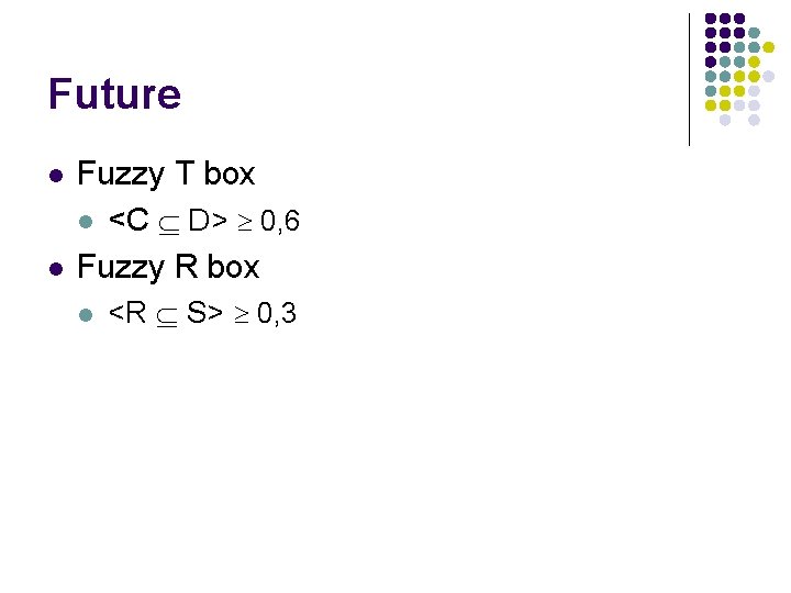 Future l l Fuzzy T box l <C D> 0, 6 Fuzzy R box