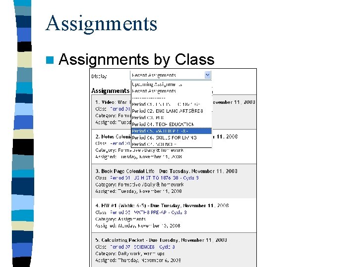 Assignments n Assignments by Class 