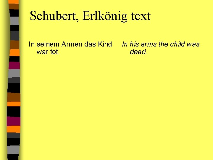 Schubert, Erlkönig text In seinem Armen das Kind war tot. In his arms the