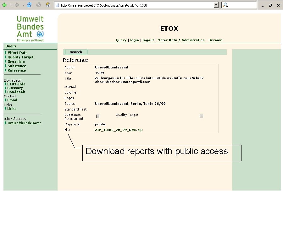 Download reports with public access Dieter Schudoma 