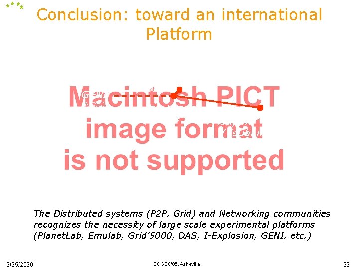 Conclusion: toward an international Platform Grid’ 5000 DAS GENI (NSF) 1500 CPUs Sept 2006