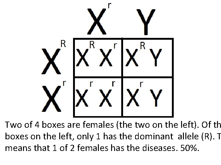Two of 4 boxes are females (the two on the left). Of th boxes Two of 4 boxes are females (the two on the left). Of th boxes