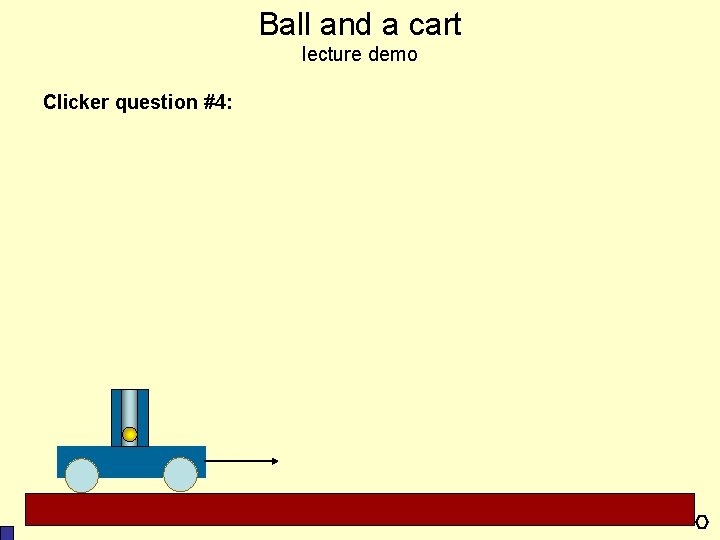 Ball and a cart lecture demo Clicker question #4: A cart moves at constant