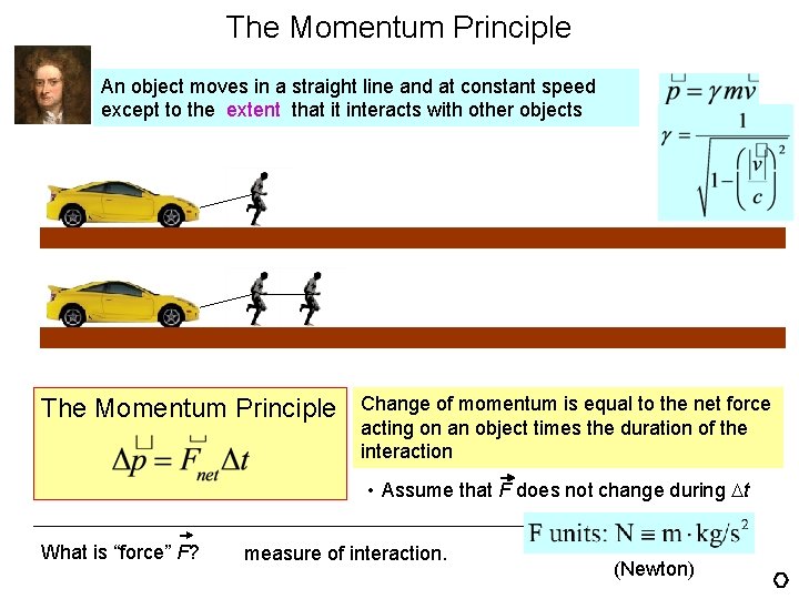 The Momentum Principle An object moves in a straight line and at constant speed