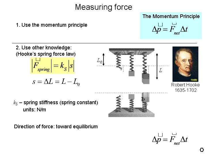 Measuring force The Momentum Principle 1. Use the momentum principle 2. Use other knowledge: