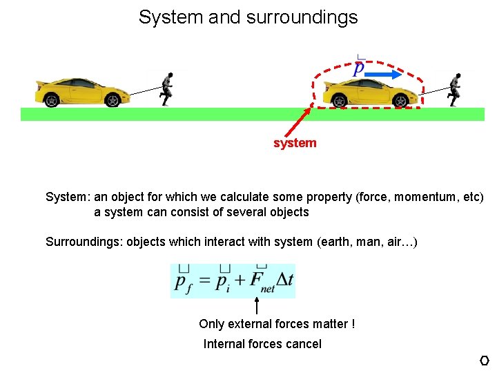 System and surroundings system System: an object for which we calculate some property (force,