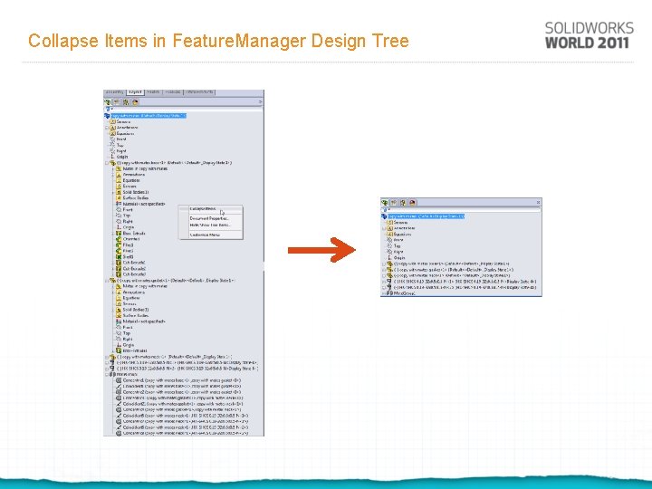 Collapse Items in Feature. Manager Design Tree 