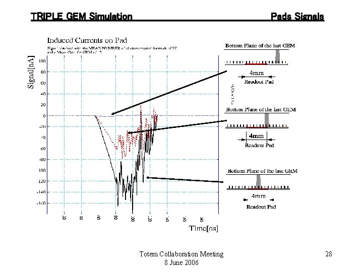 TRIPLE GEM Simulation Pads Signals Totem Collaboration Meeting 8 June 2006 28 