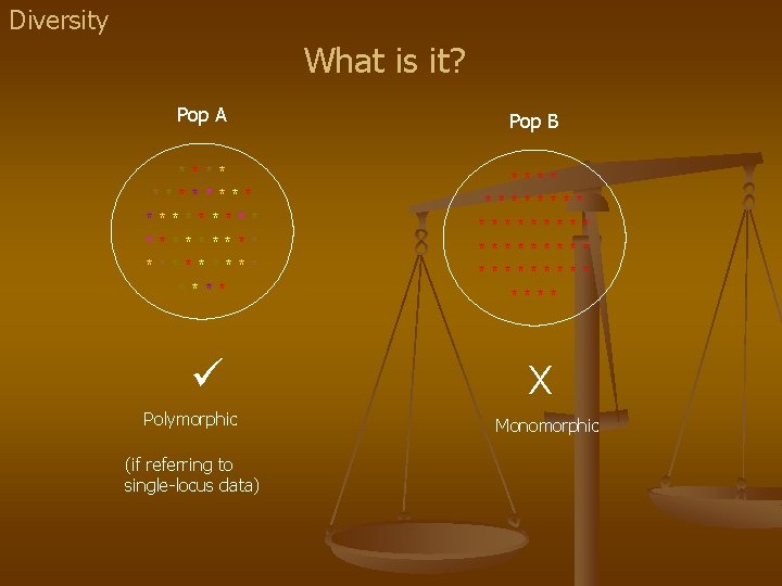 Diversity What is it? Pop A Pop B * * * * * *