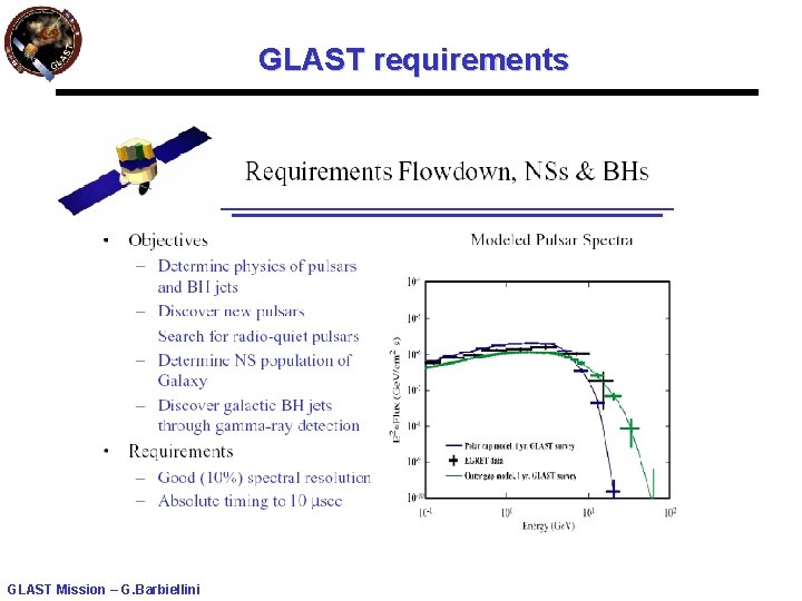 GLAST requirements GLAST Mission – G. Barbiellini GLAST requirements GLAST Mission – G. Barbiellini