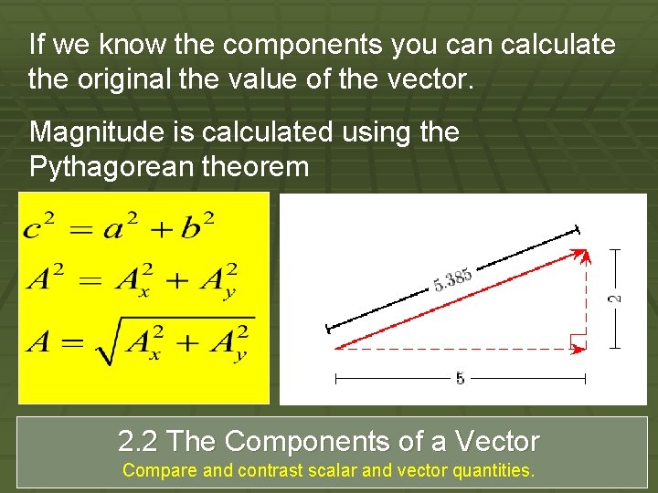 If we know the components you can calculate the original the value of the