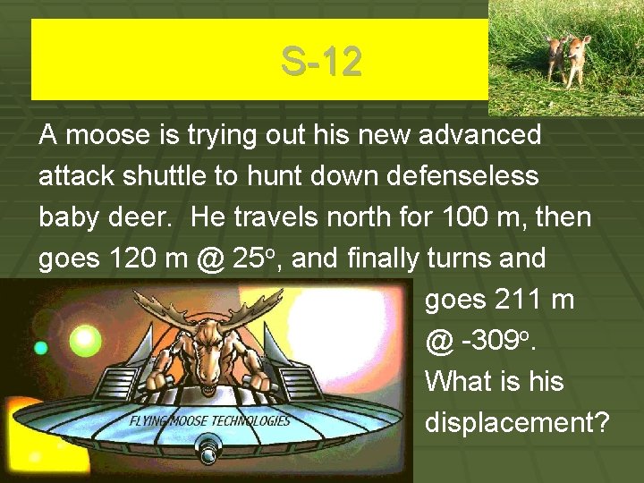 S-12 A moose is trying out his new advanced attack shuttle to hunt down