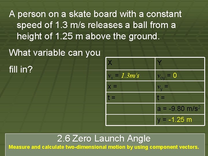 A person on a skate board with a constant speed of 1. 3 m/s