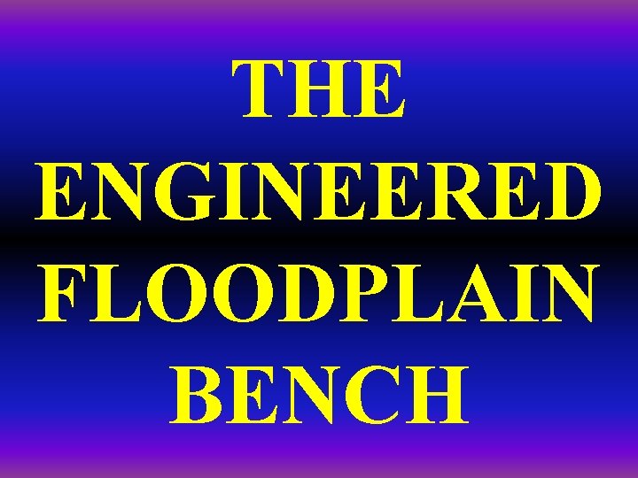 THE ENGINEERED FLOODPLAIN BENCH 