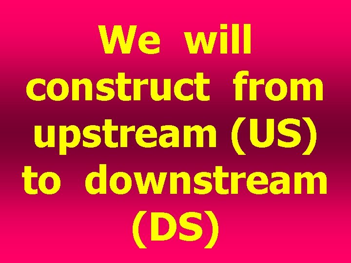 We will construct from upstream (US) to downstream (DS) 