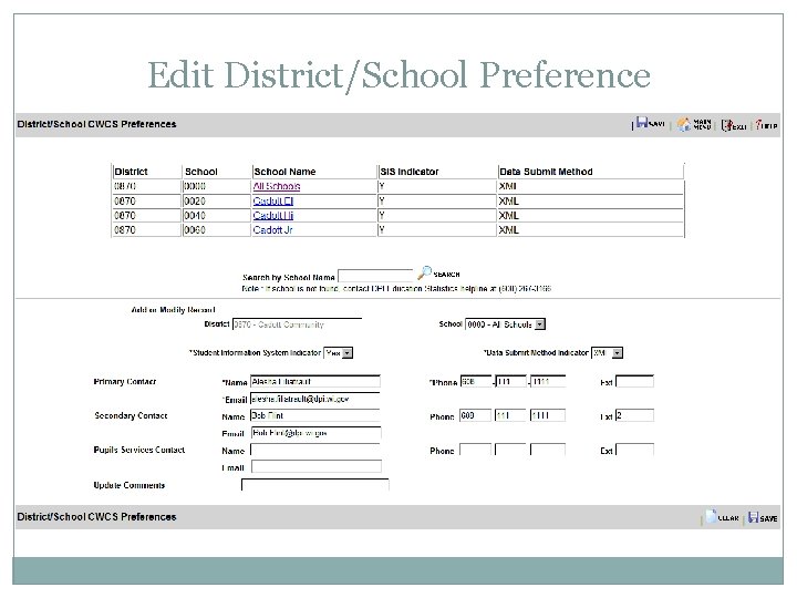 Edit District/School Preference 