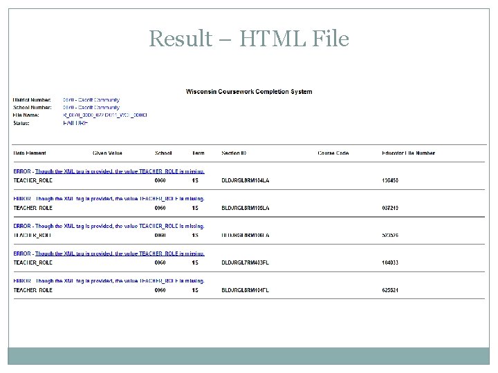 Result – HTML File 