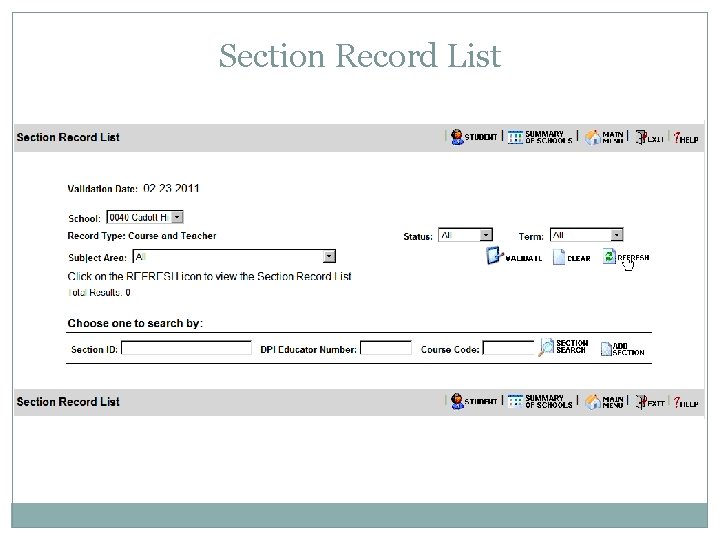 Section Record List 