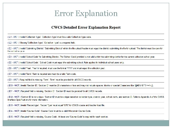 Error Explanation 