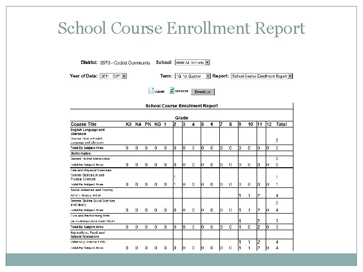 School Course Enrollment Report 