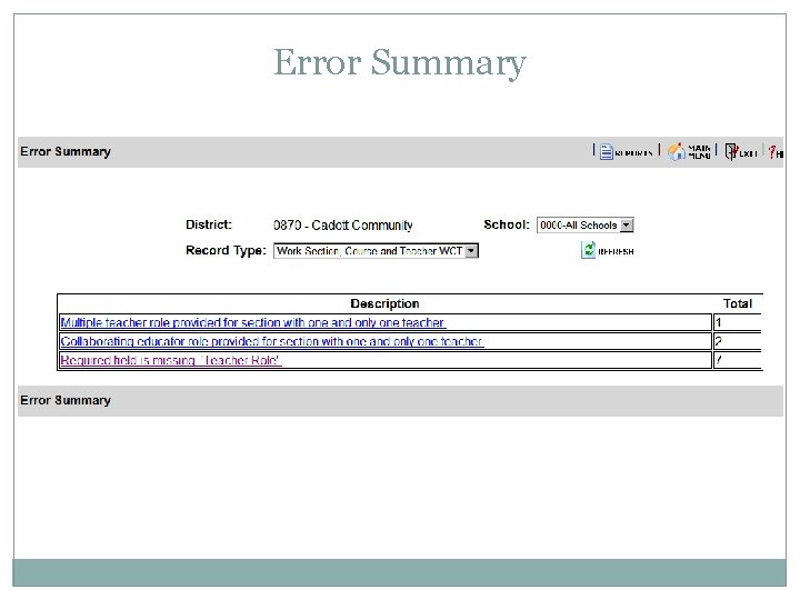 Error Summary 