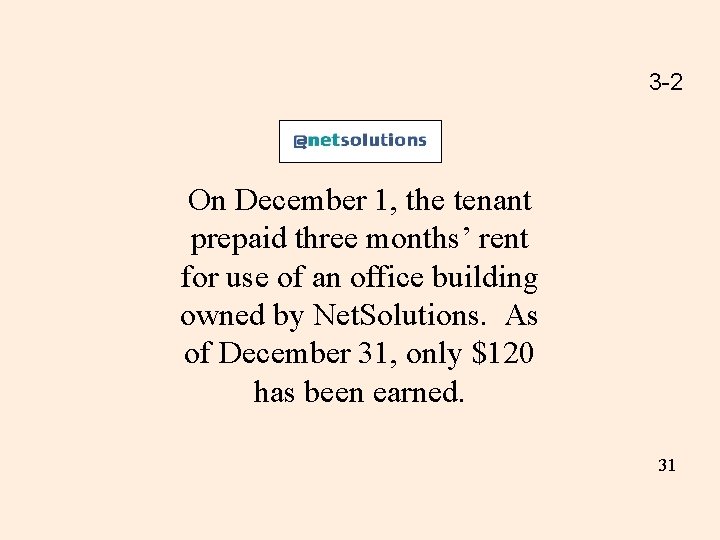 3 -2 On December 1, the tenant prepaid three months’ rent for use of