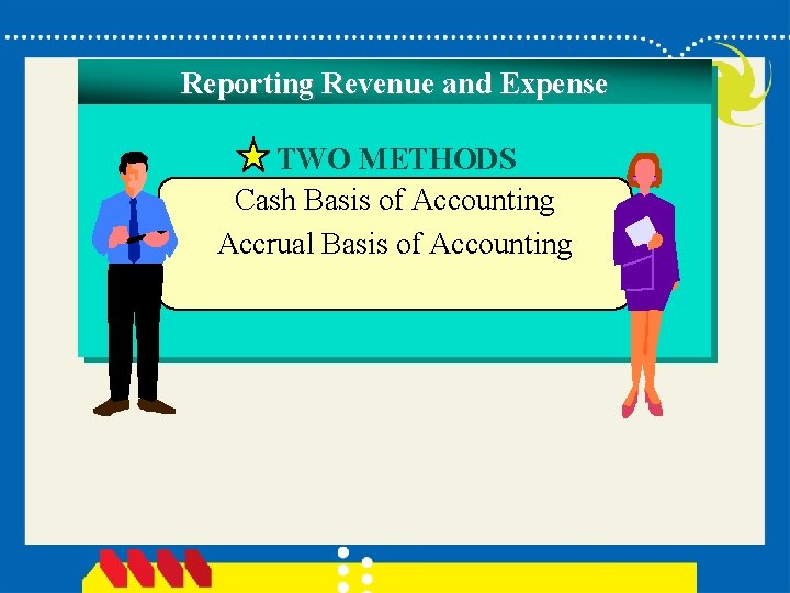 Reporting Revenue and Expense TWO METHODS Cash Basis of Accounting Accrual Basis of Accounting