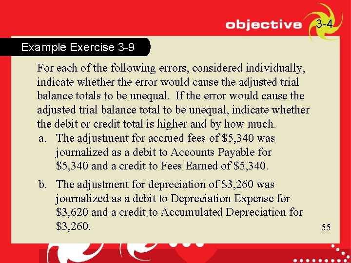 3 -4 Example Exercise 3 -9 For each of the following errors, considered individually,