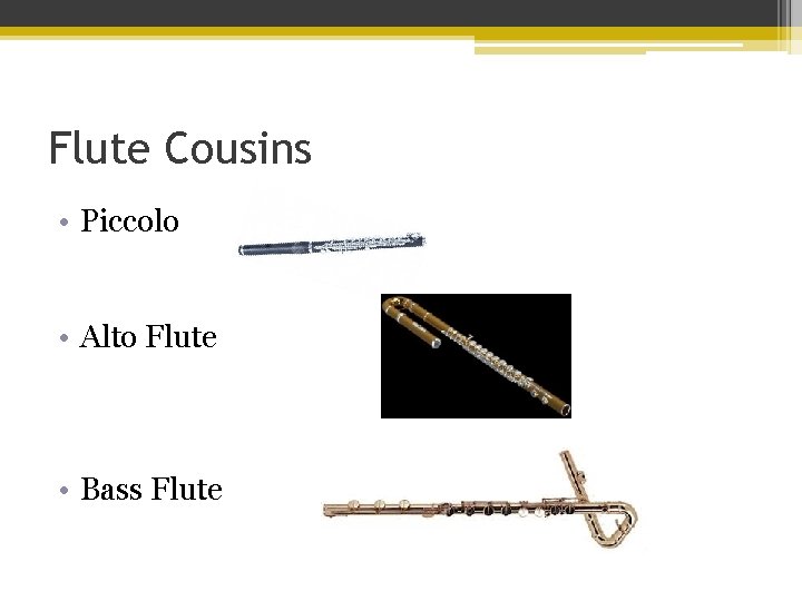 Flute Cousins • Piccolo • Alto Flute • Bass Flute 