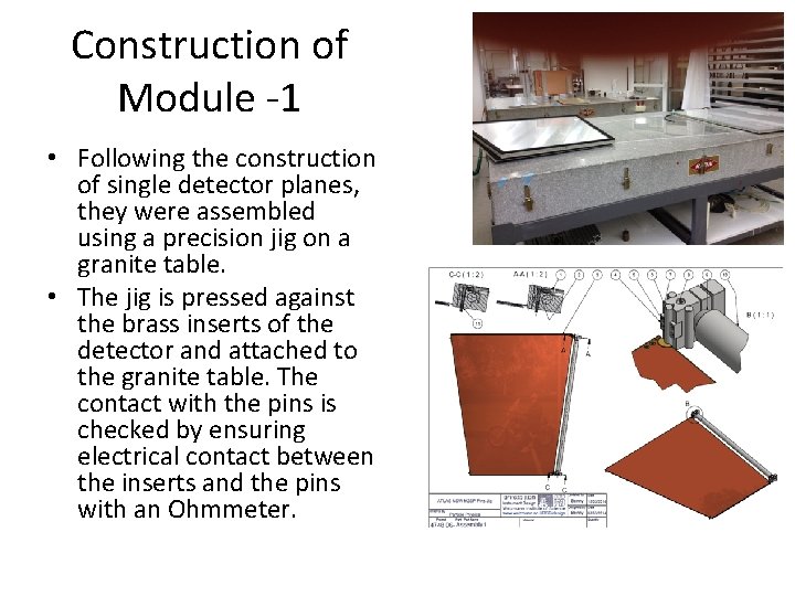 Construction of Module -1 • Following the construction of single detector planes, they were