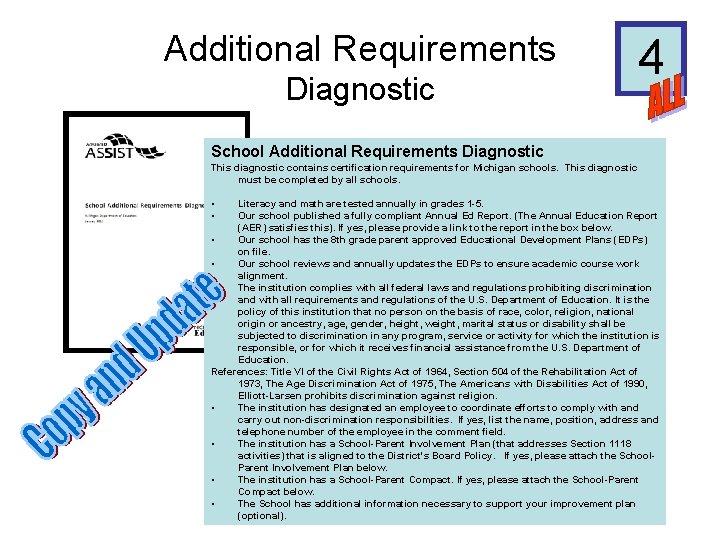 Additional Requirements Diagnostic 4 School Additional Requirements Diagnostic This diagnostic contains certification requirements for