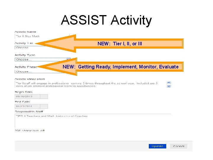 ASSIST Activity NEW: Tier I, II, or III NEW: Getting Ready, Implement, Monitor, Evaluate