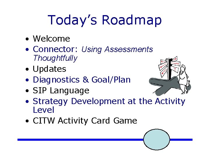 Today’s Roadmap • Welcome • Connector: Using Assessments Thoughtfully • Updates • Diagnostics &