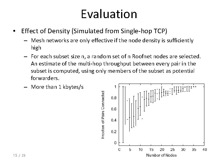 Evaluation • Effect of Density (Simulated from Single-hop TCP) – Mesh networks are only Evaluation • Effect of Density (Simulated from Single-hop TCP) – Mesh networks are only