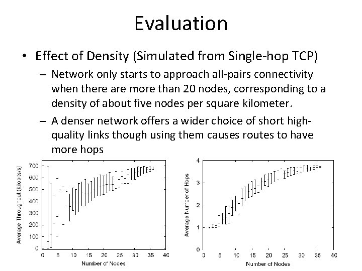 Evaluation • Effect of Density (Simulated from Single-hop TCP) – Network only starts to