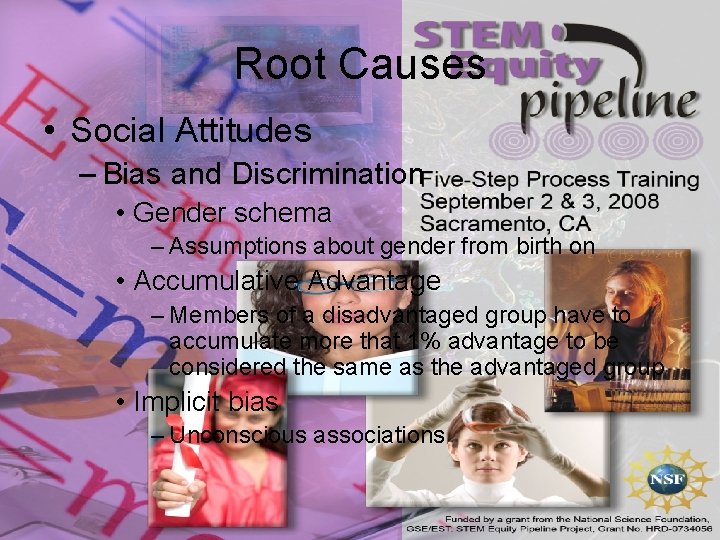 Root Causes • Social Attitudes – Bias and Discrimination • Gender schema – Assumptions