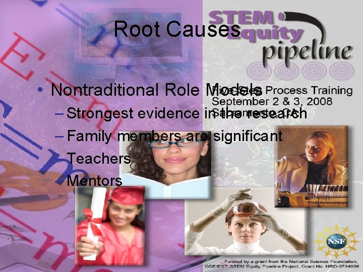 Root Causes • Nontraditional Role Models – Strongest evidence in the research – Family