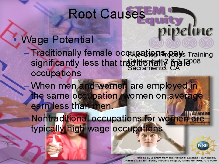 Root Causes • Wage Potential – Traditionally female occupations pay significantly less that traditionally